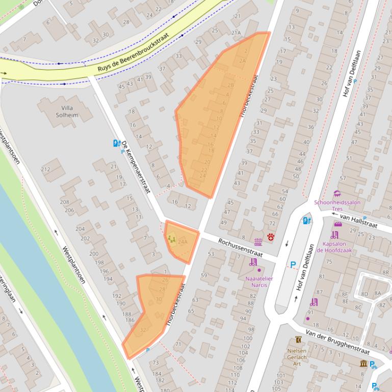 Kaart van postcodegebied 2613BW.