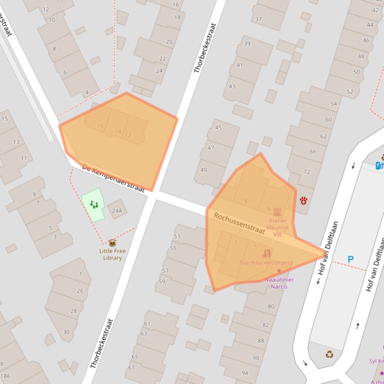 Kaart van postcodegebied 2613BX.