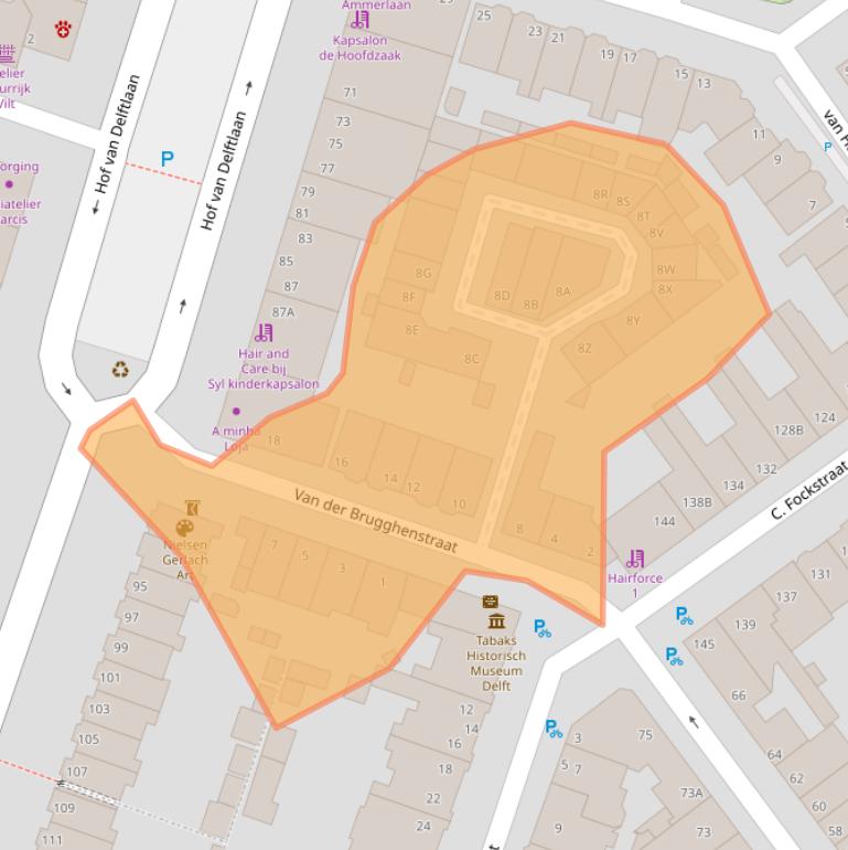 Kaart van postcodegebied 2613CL.