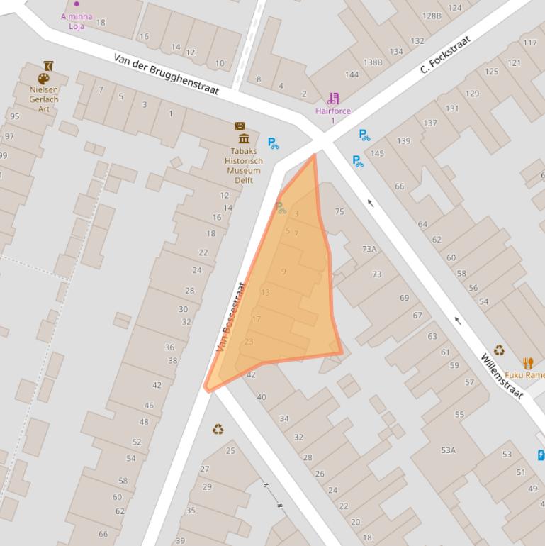 Kaart van postcodegebied 2613CM.