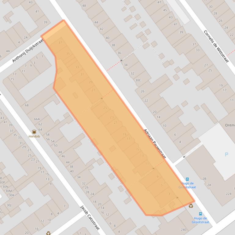 Kaart van postcodegebied 2613CX.