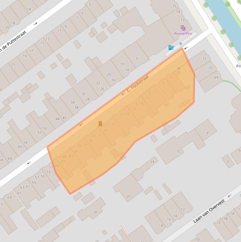 Kaart van postcodegebied 2613DC.