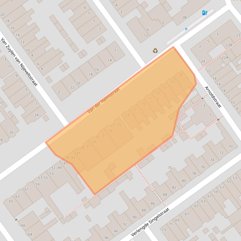 Kaart van postcodegebied 2613DZ.