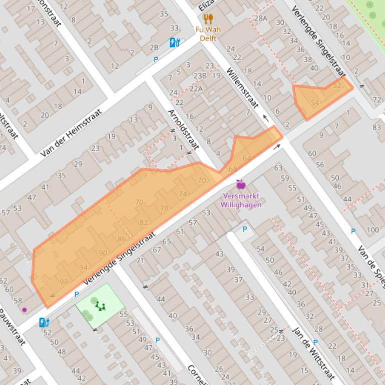 Kaart van postcodegebied 2613EW.