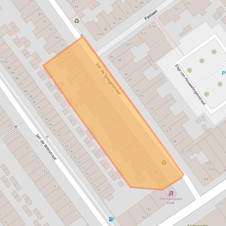 Kaart van postcodegebied 2613EX.