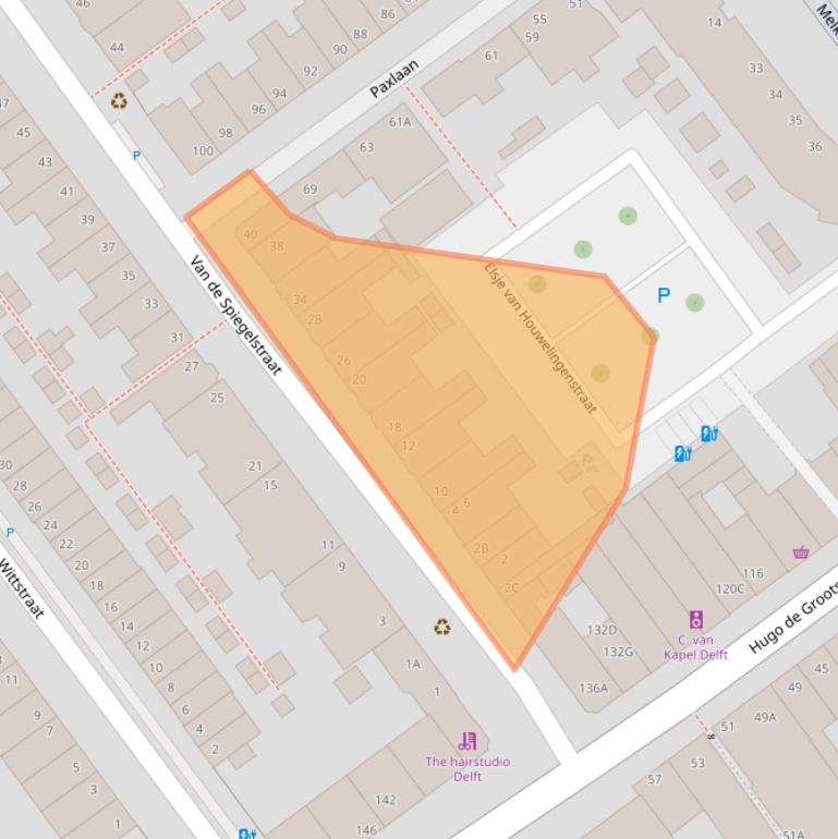 Kaart van postcodegebied 2613GA.