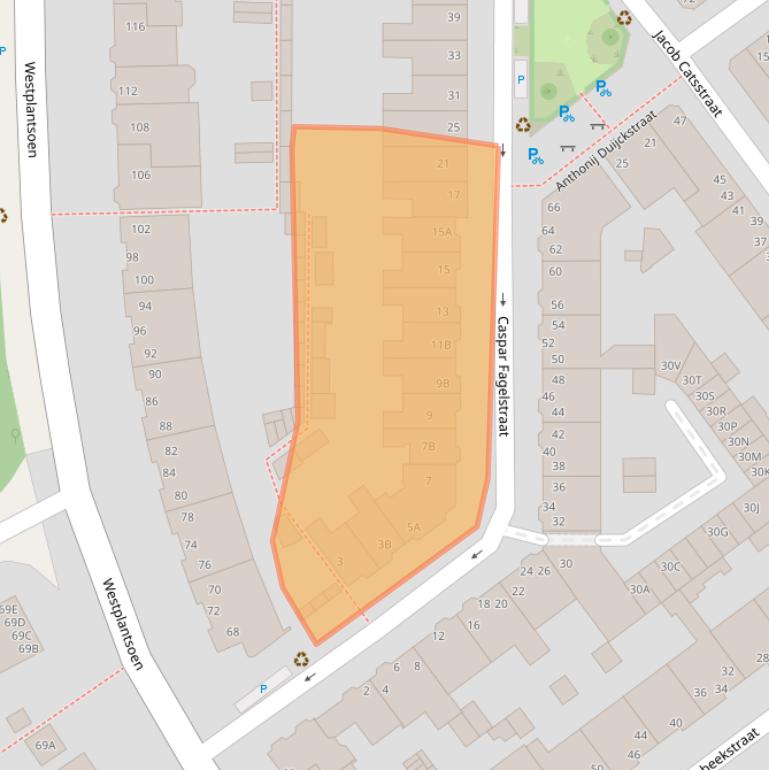 Kaart van postcodegebied 2613GT.