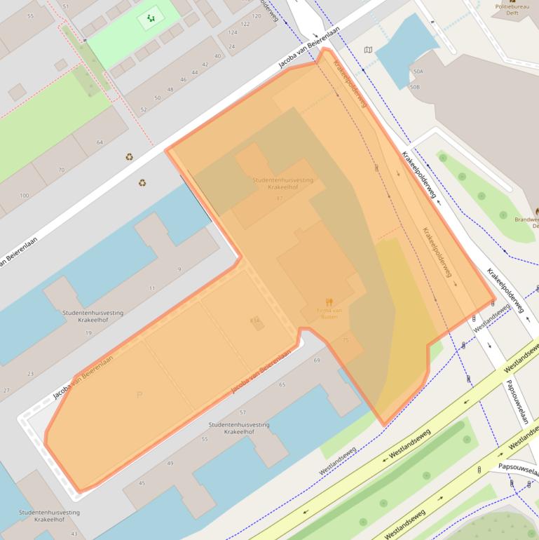 Kaart van postcodegebied 2613JC.