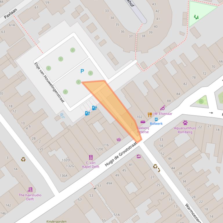 Kaart van postcodegebied 2613LA.