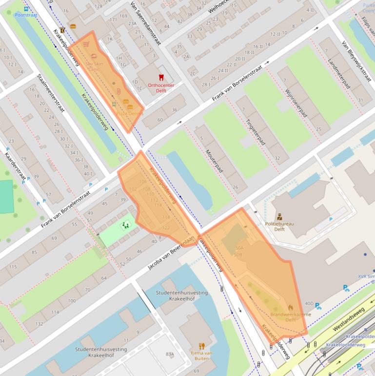 Kaart van postcodegebied 2613NW.