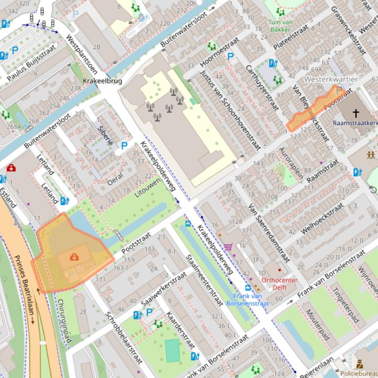 Kaart van postcodegebied 2613PN.