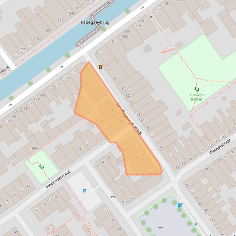 Kaart van postcodegebied 2613RP.