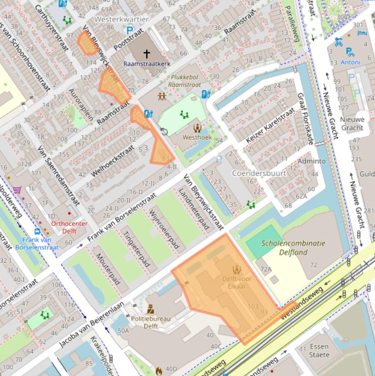 Kaart van postcodegebied 2613RR.