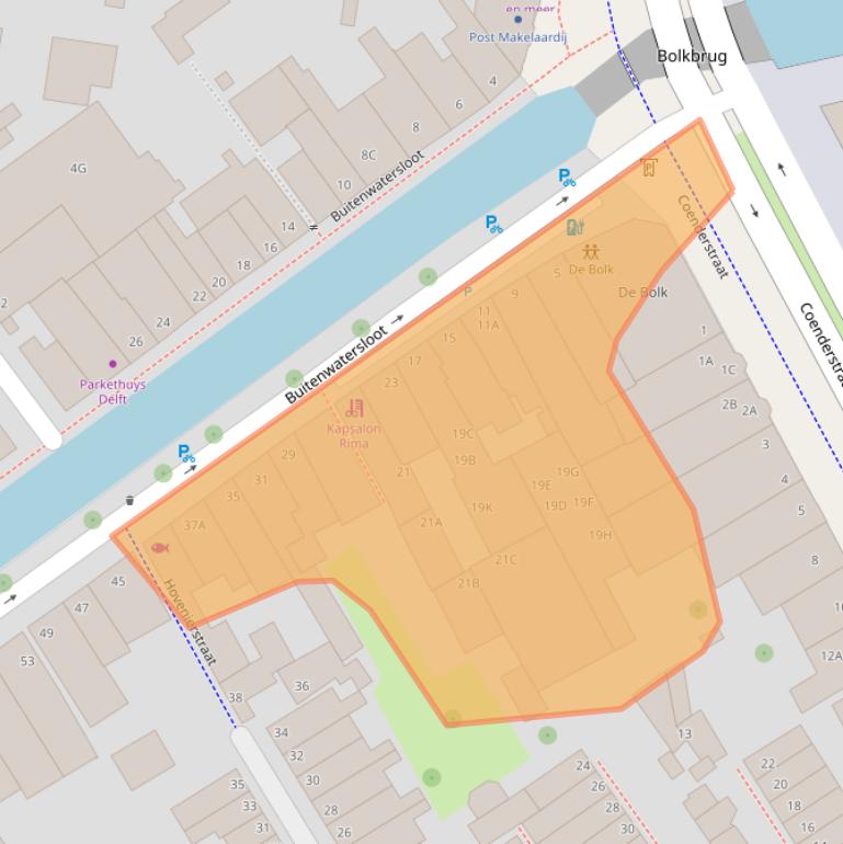 Kaart van postcodegebied 2613TA.