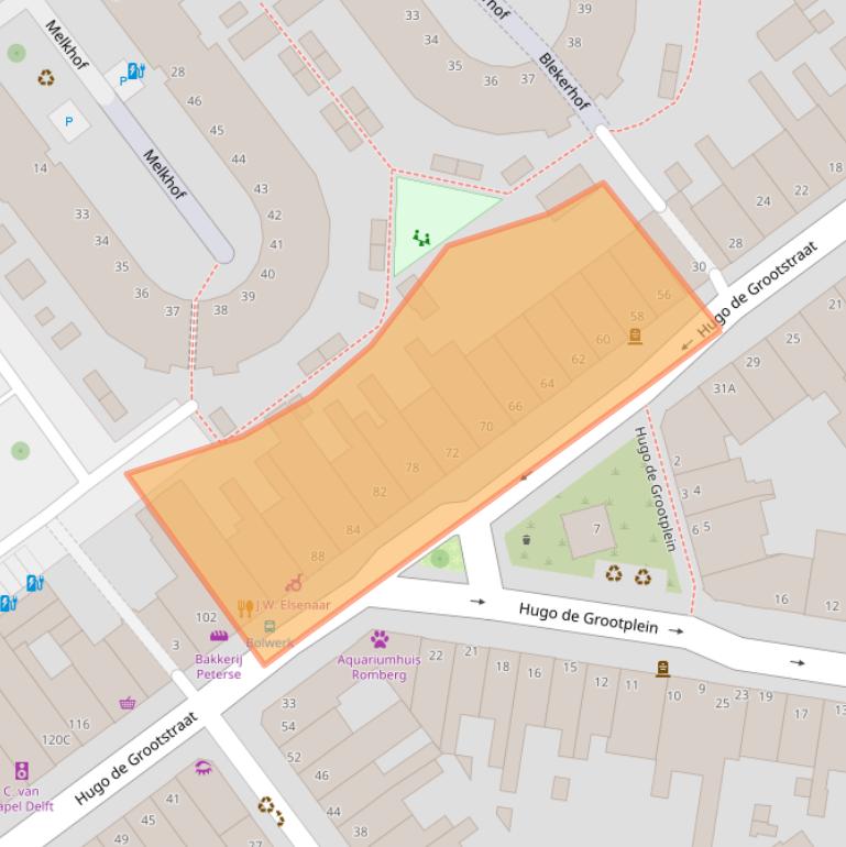 Kaart van postcodegebied 2613TW.