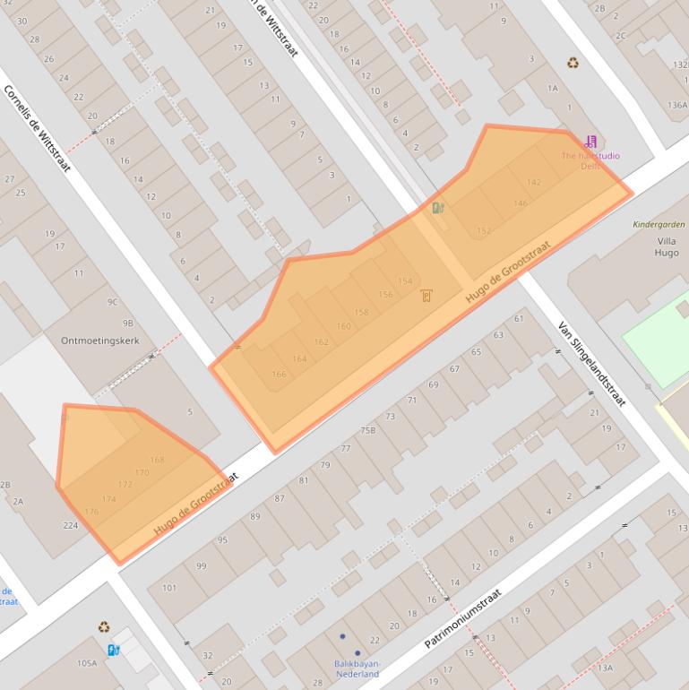 Kaart van postcodegebied 2613TZ.