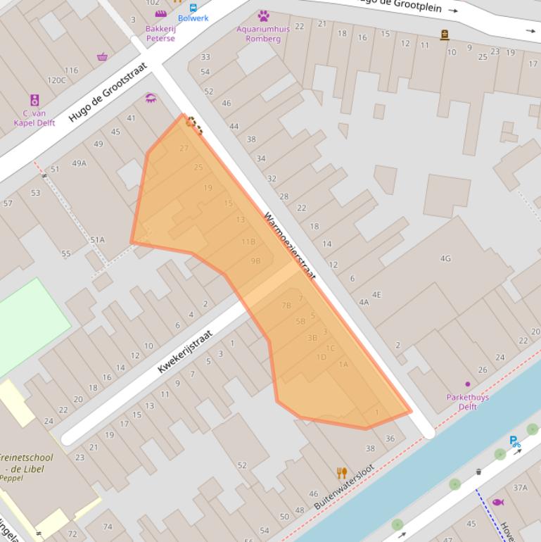 Kaart van postcodegebied 2613VG.