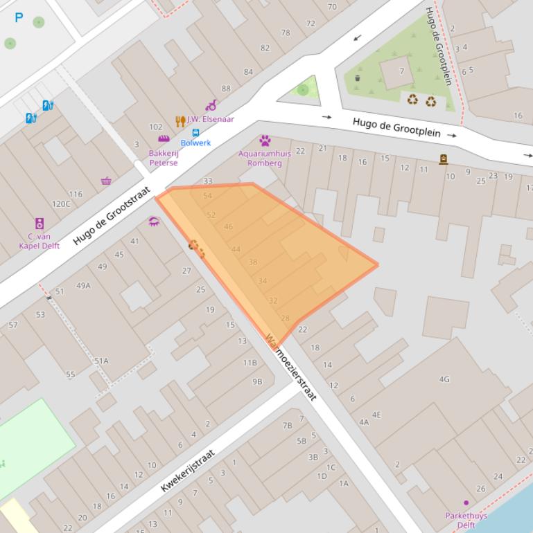 Kaart van postcodegebied 2613VJ.