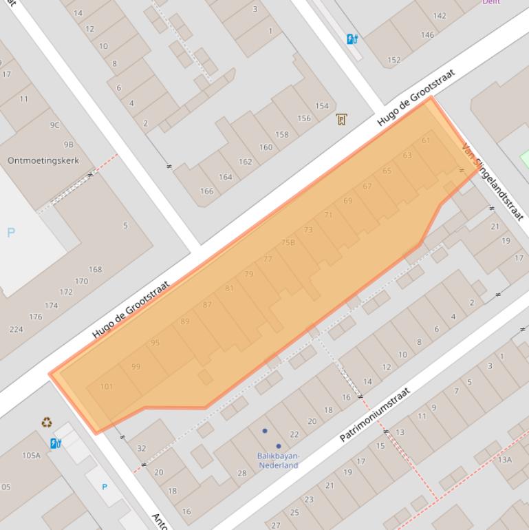 Kaart van postcodegebied 2613VP.