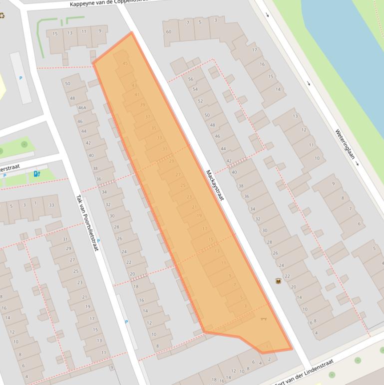 Kaart van postcodegebied 2613WJ.