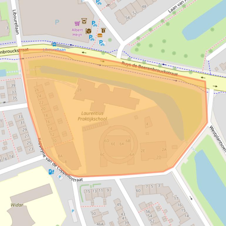 Kaart van postcodegebied 2613XP.