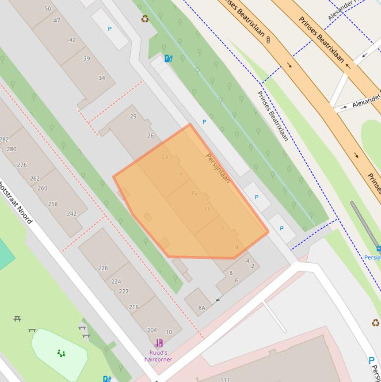 Kaart van postcodegebied 2614AA.