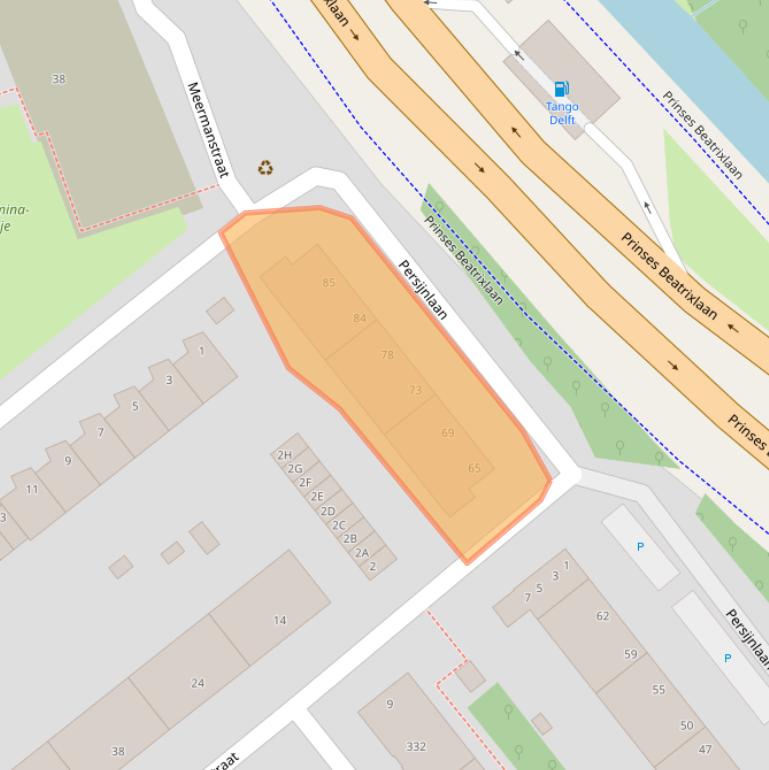 Kaart van postcodegebied 2614AD.