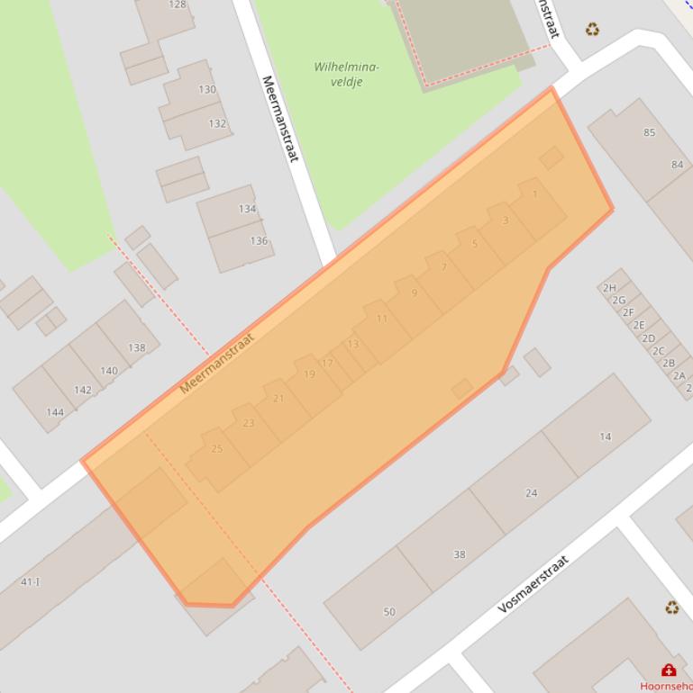 Kaart van postcodegebied 2614AE.