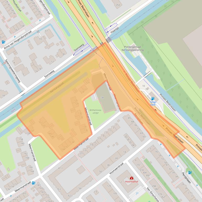 Kaart van postcodegebied 2614AM.