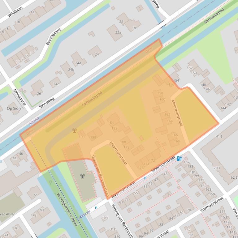 Kaart van postcodegebied 2614AN.