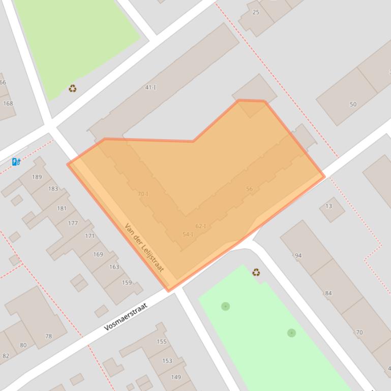 Kaart van postcodegebied 2614AS.