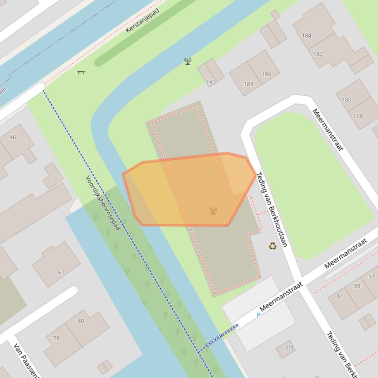 Kaart van postcodegebied 2614AX.