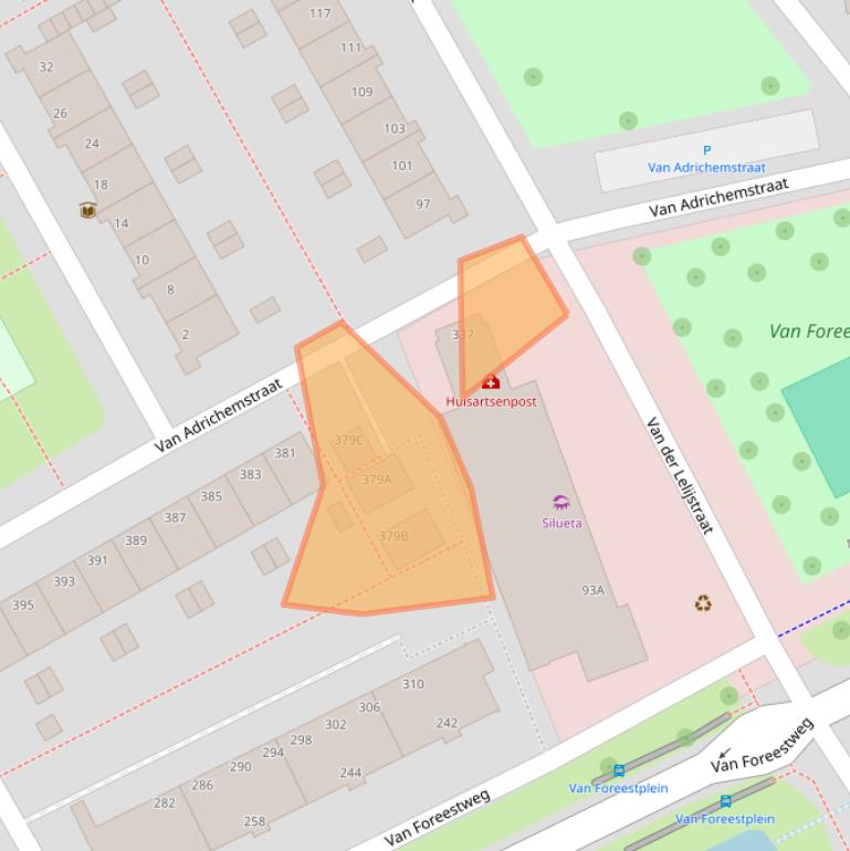 Kaart van postcodegebied 2614BS.