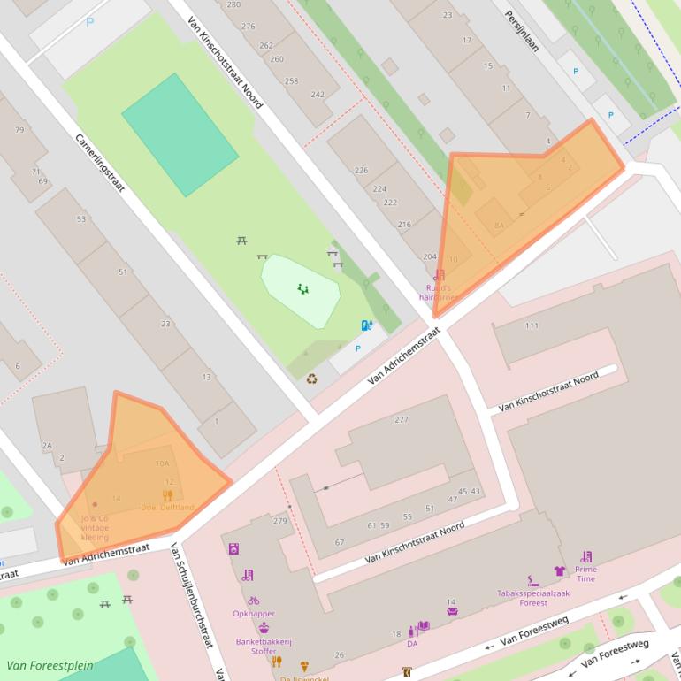 Kaart van postcodegebied 2614BV.