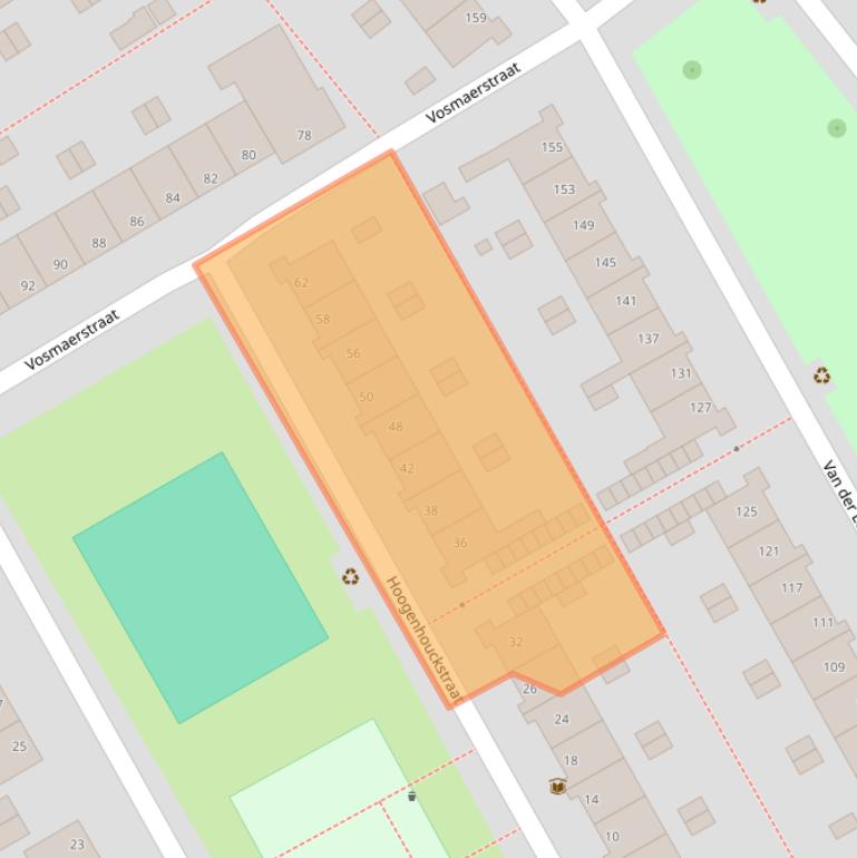 Kaart van postcodegebied 2614BX.