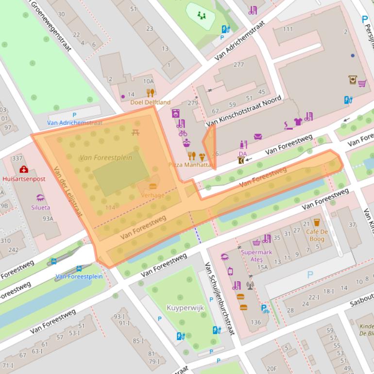 Kaart van postcodegebied 2614CL.