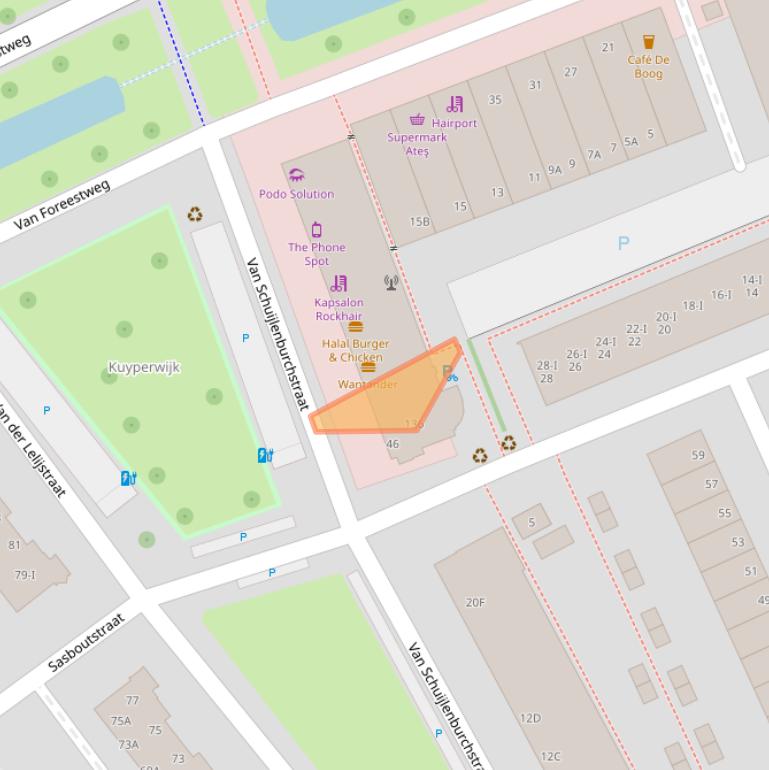 Kaart van postcodegebied 2614CS.