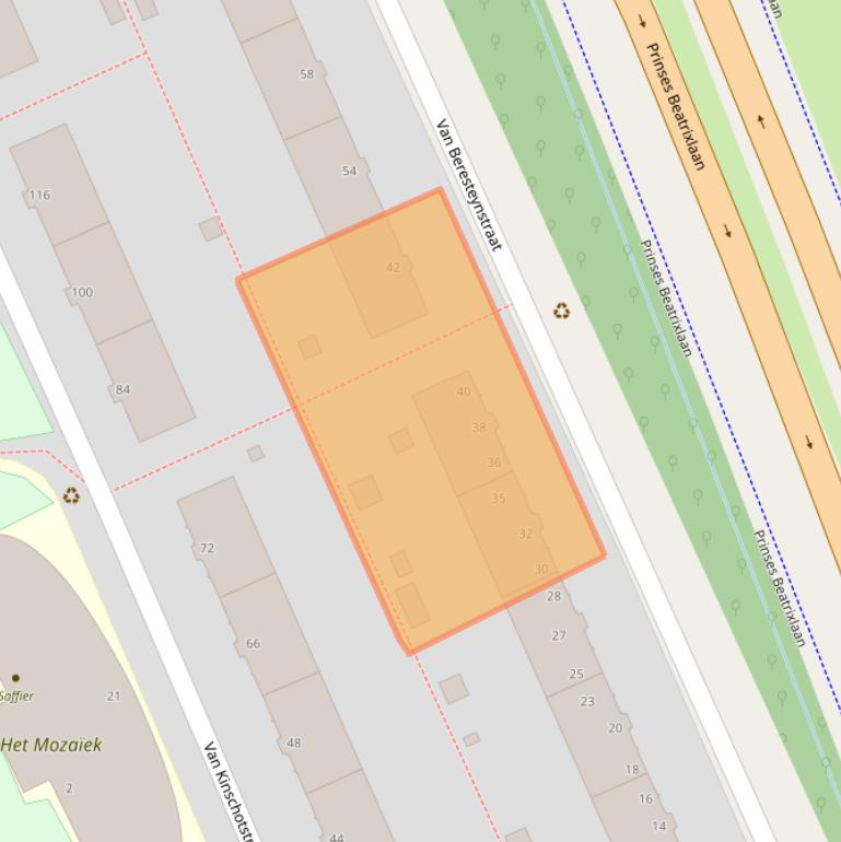 Kaart van postcodegebied 2614CZ.