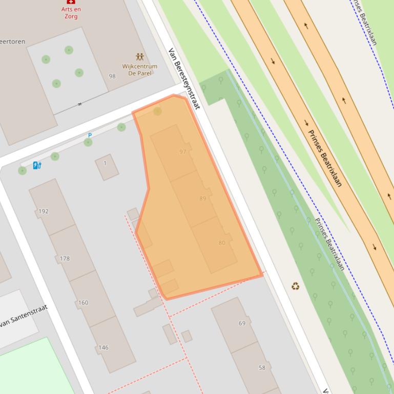 Kaart van postcodegebied 2614EB.