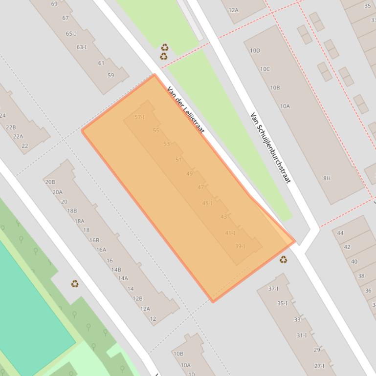 Kaart van postcodegebied 2614EE.