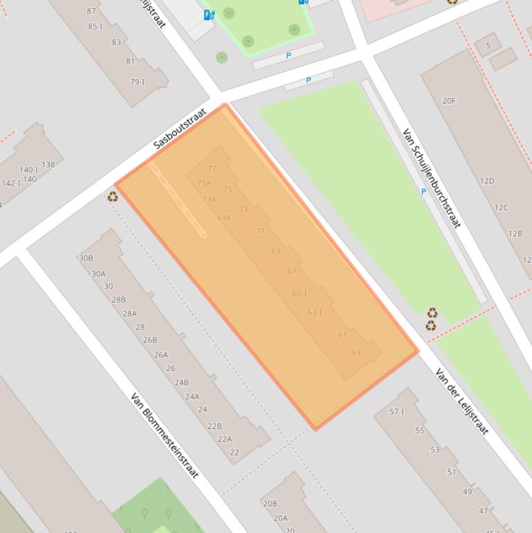 Kaart van postcodegebied 2614EG.