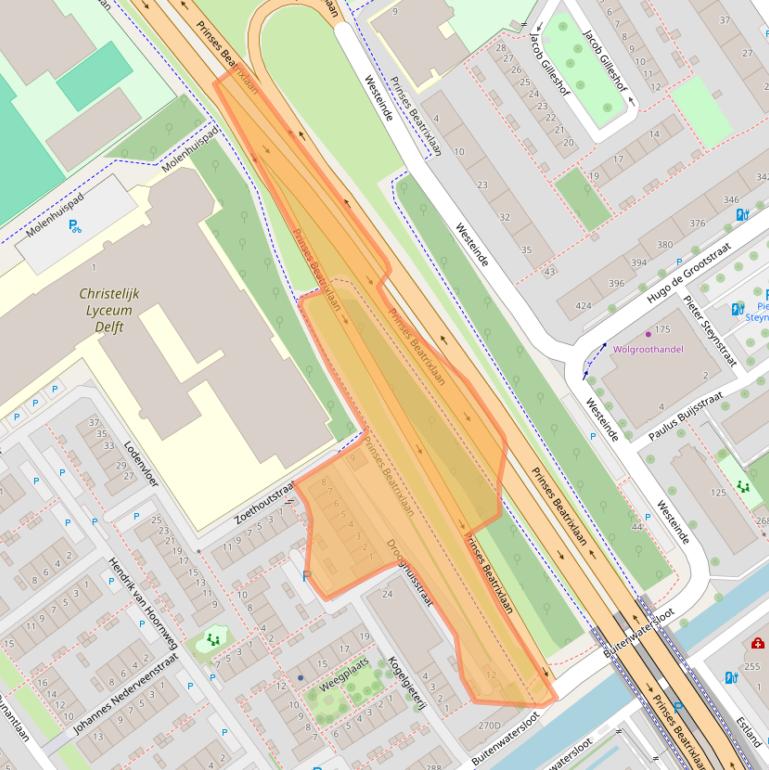 Kaart van postcodegebied 2614HB.