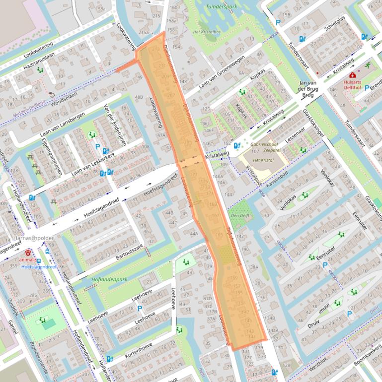 Kaart van postcodegebied 2614KC.