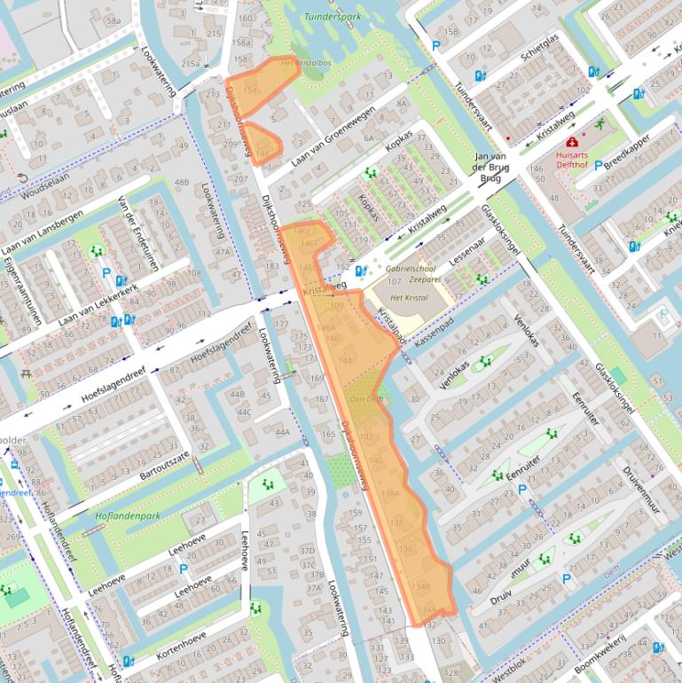 Kaart van postcodegebied 2614KD.