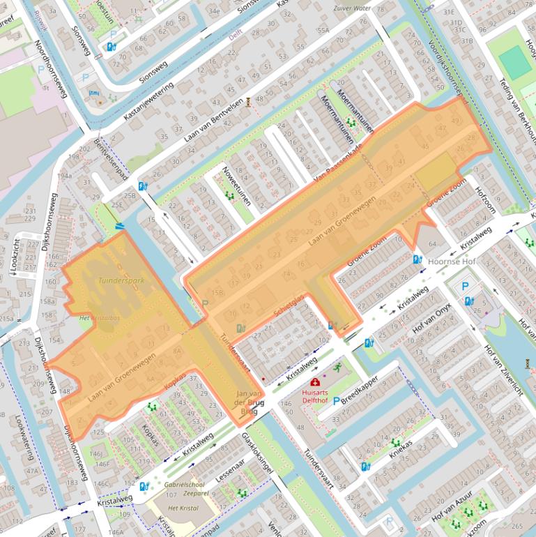 Kaart van postcodegebied 2614KG.