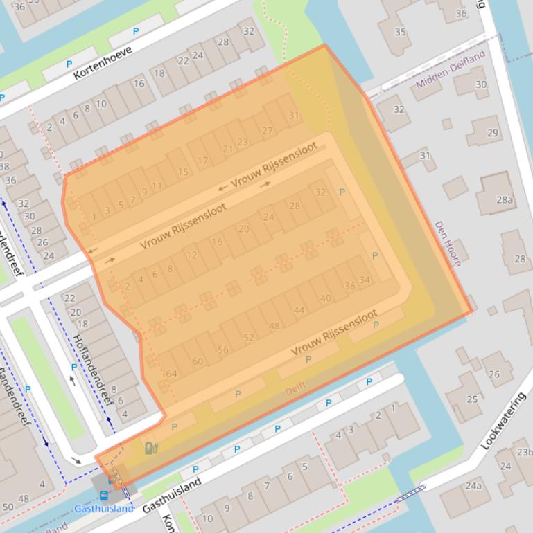 Kaart van postcodegebied 2614MA.