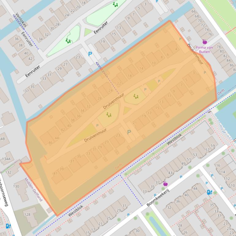 Kaart van postcodegebied 2614SR.