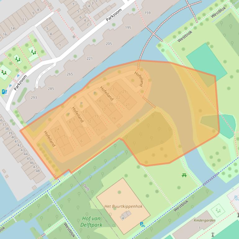 Kaart van postcodegebied 2614TA.