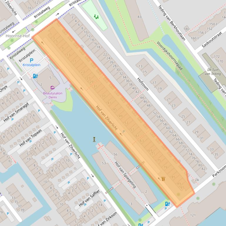 Kaart van postcodegebied 2614TV.