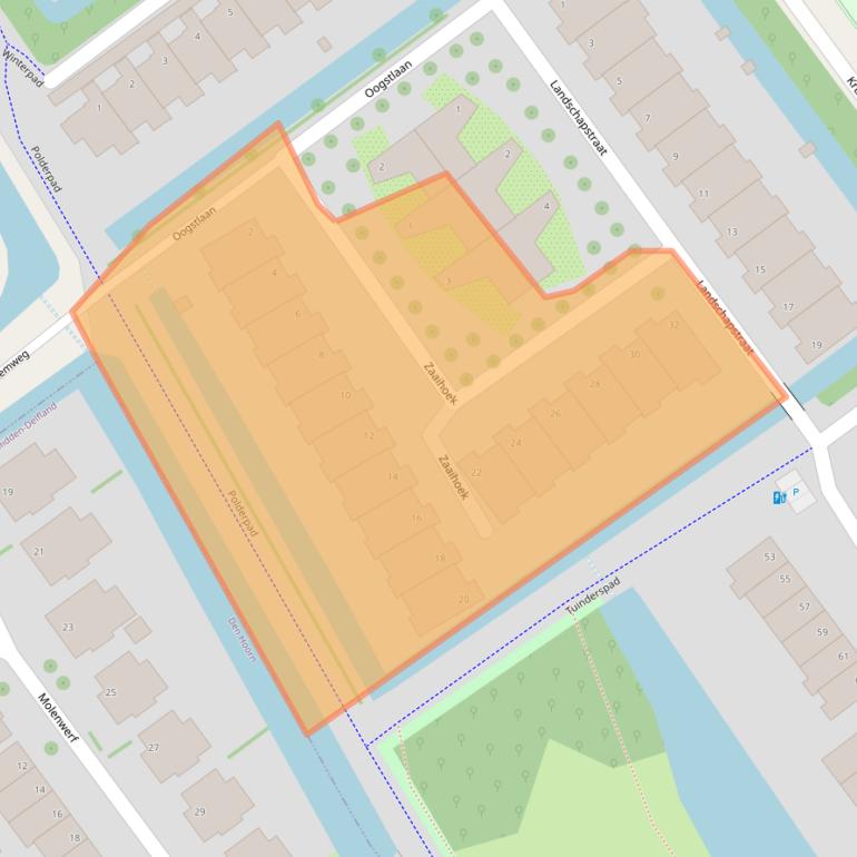 Kaart van postcodegebied 2614WX.